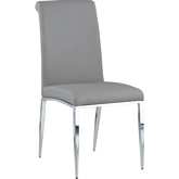 Alexis Cantilever Dining Chair in Gray Leatherette & Chrome (Set of 4)